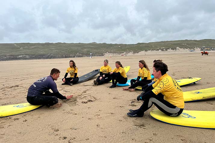 surf lesson at Perranporth